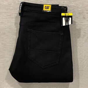 CAT Caterpillar Work Pants Mens 32 x 32 Black Canvas Fleece Lined Insulated